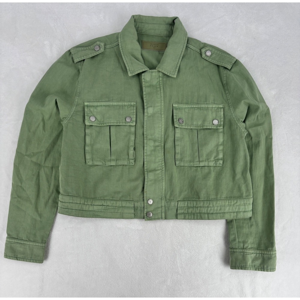 BLANKNYC Utility Jacket Women Size M Green Cropped Military Cotton 41KY5876NO